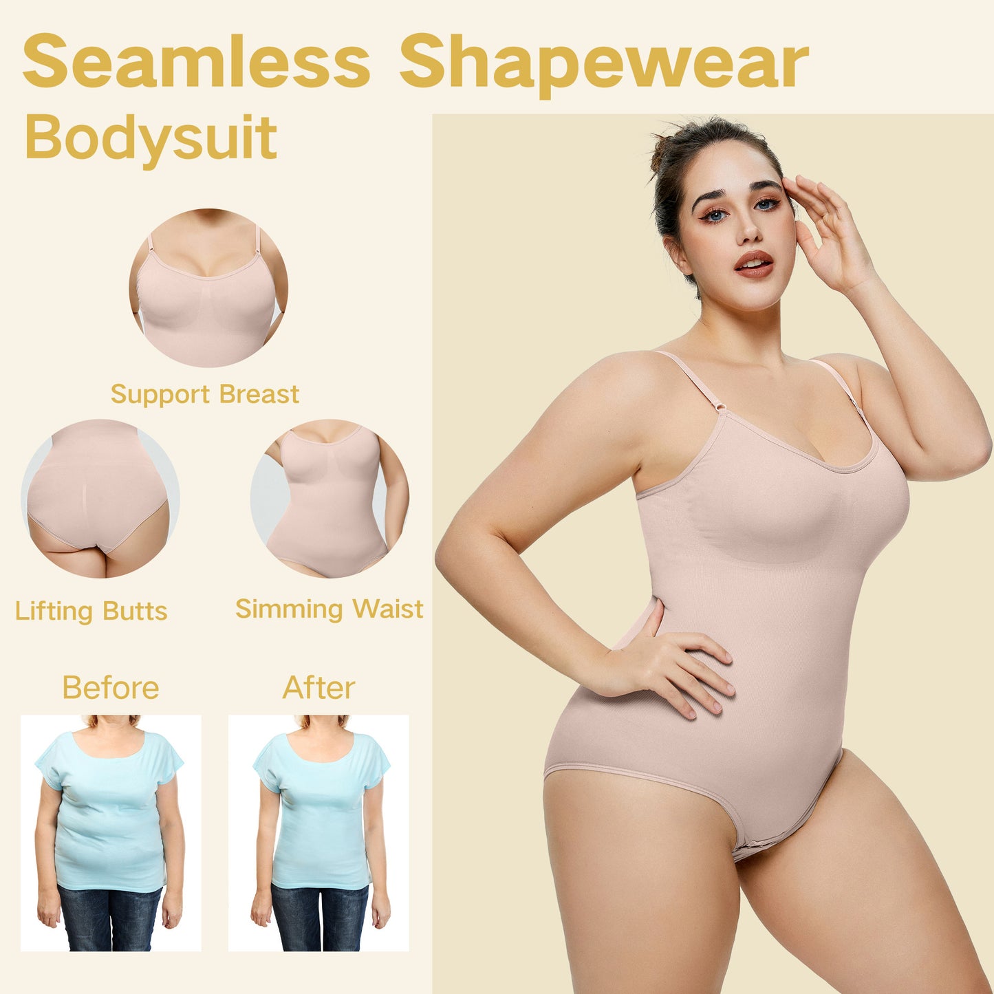 Plus Size Shapewear Bustier Bodysuit Seamless