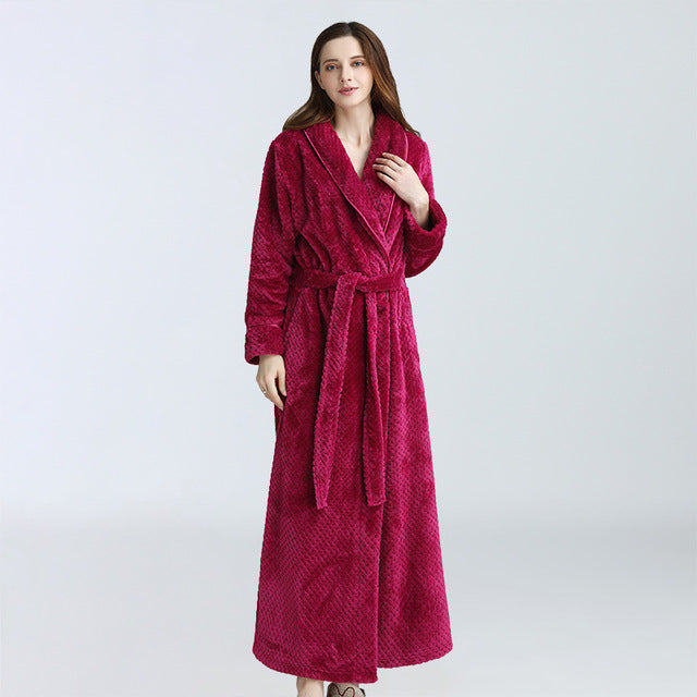 Plus Size Winter Extra Long Flannel Robe