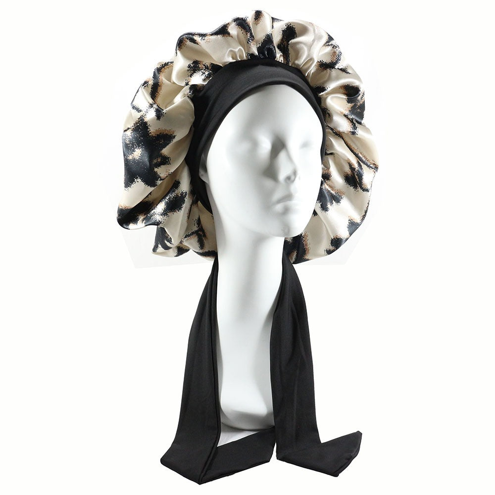 Laced Sleeping Cap Simulation Silk Home Hat Moon Cap Long Hair Care Silk Sleeping Cap Maternity Cap - Plus Size Clothing