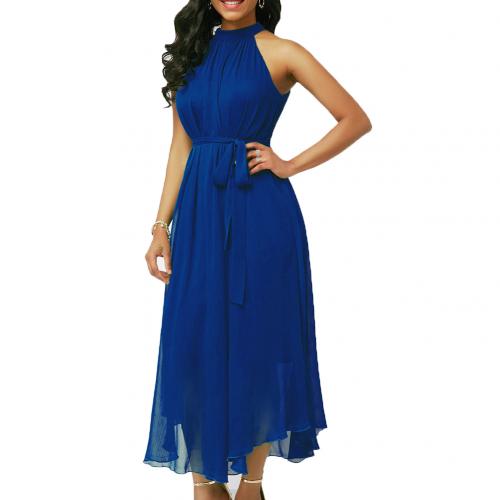 Plus Size Summer Pleated Chiffon Sleeveless Maxi Dress