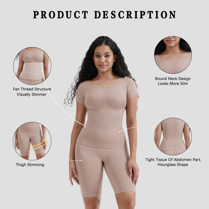 Plus Size Seamless Shapewear Tummy Control Set - Plus Size Clothing