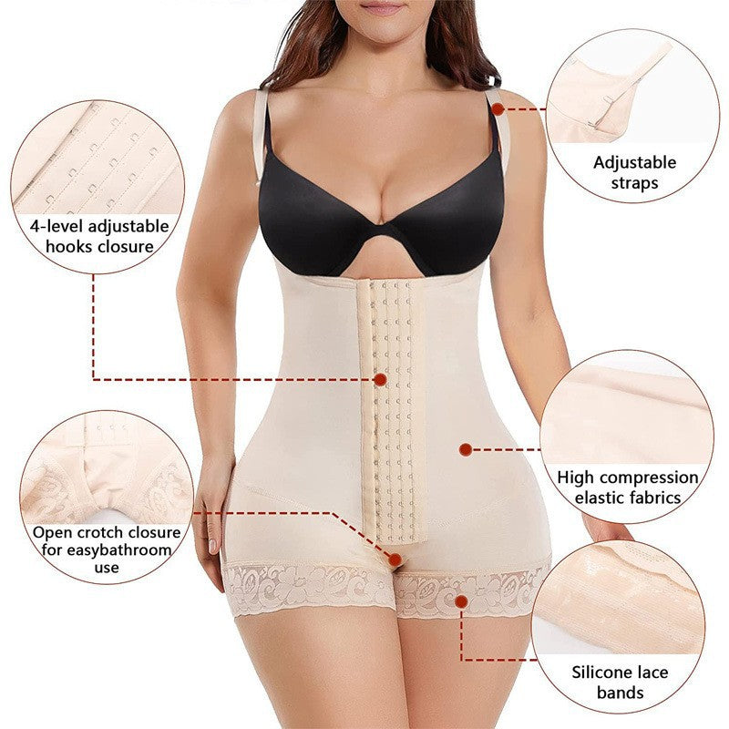 Plus Size 4-Breasted Mesh One-Piece Shapewear
