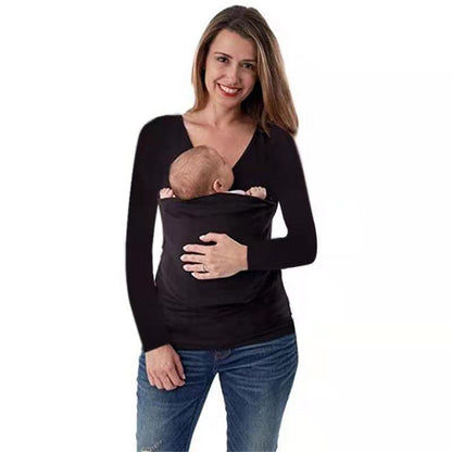 Plus Size Maternity Baby Carrier Kangaroo Shirt - Plus Size XL-4XL - View 3