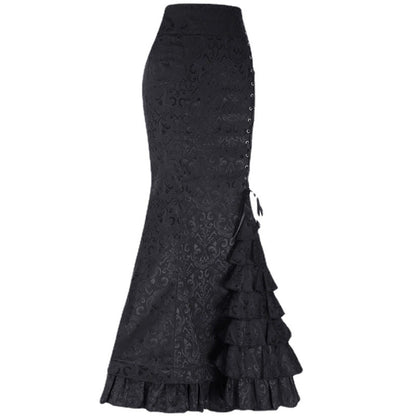 Plus Size Gothic Black Jacquard Mermaid Skirt - Plus Size XL-4XL - View 5