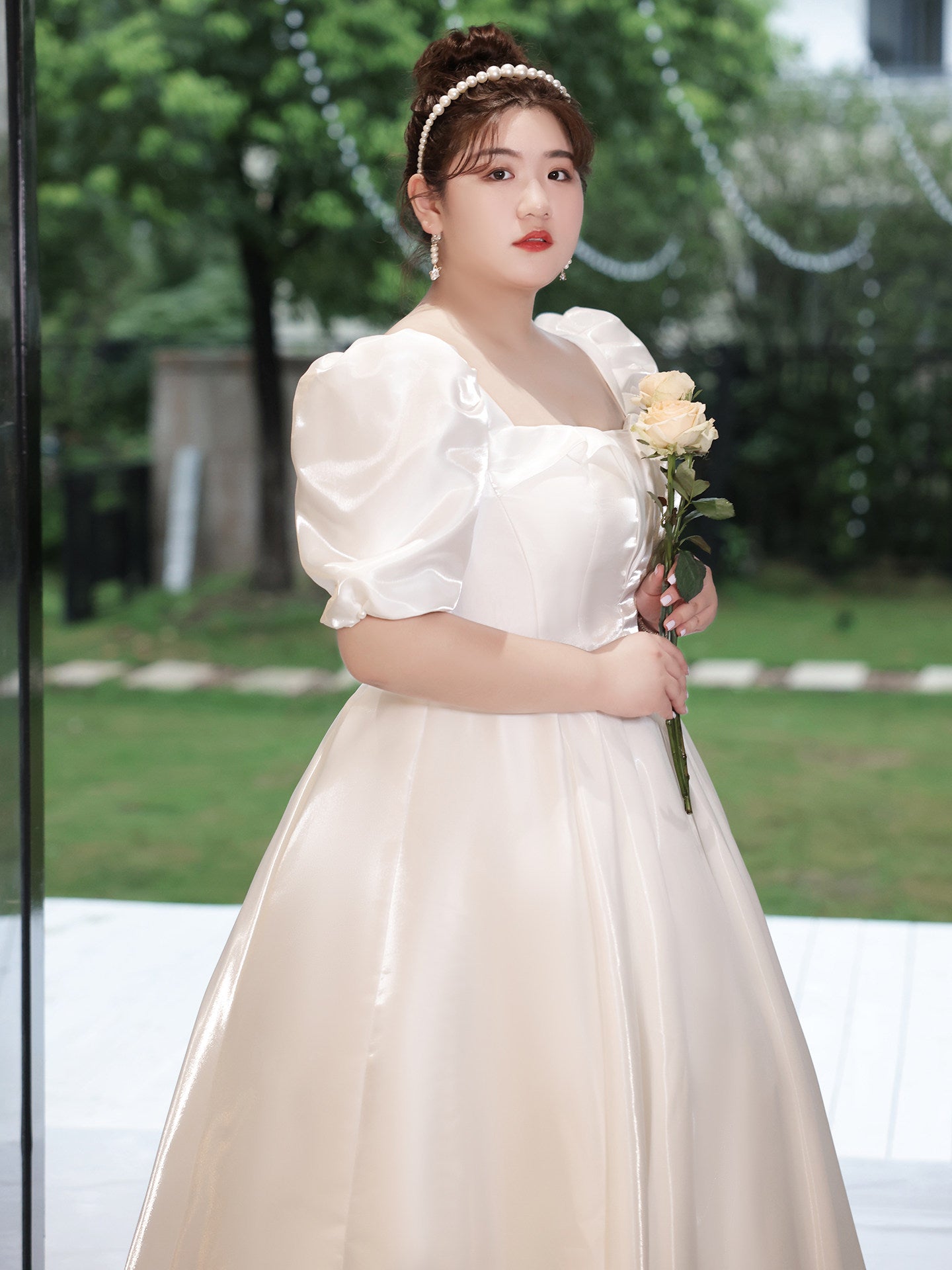 Plus Size Satin Wedding Dress - Plus Size XL-4XL - View 3