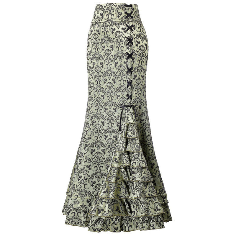 Plus Size Gothic Black Jacquard Mermaid Skirt - Plus Size XL-4XL - View 2