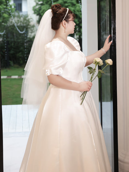 Plus Size Satin Wedding Dress - Plus Size XL-4XL - View 4