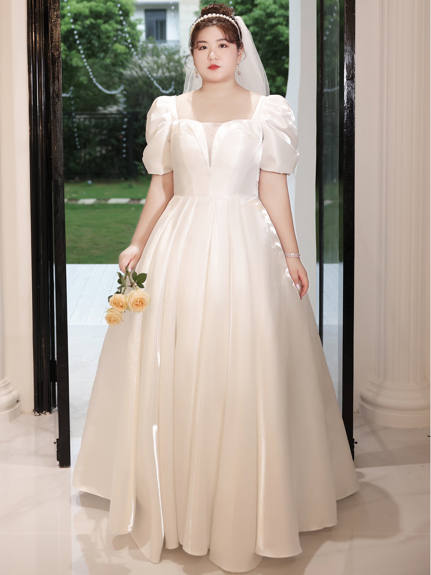 Plus Size Satin Wedding Dress - Plus Size XL-4XL - View 1