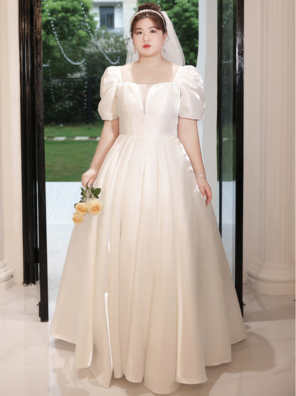 Plus Size Satin Wedding Dress - Plus Size XL-4XL - View 1