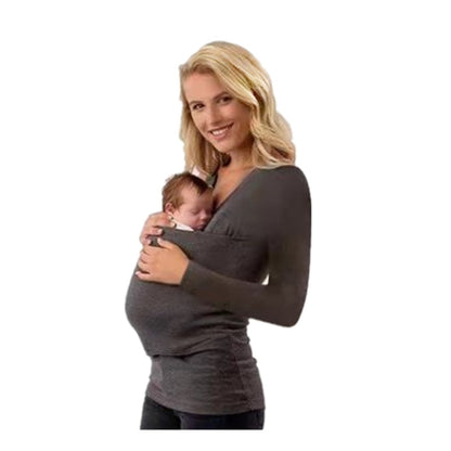Plus Size Maternity Baby Carrier Kangaroo Shirt - Plus Size XL-4XL - View 2