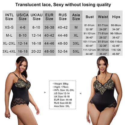 Plus Size Sexy Lace Teddy Bodysuit — side detail