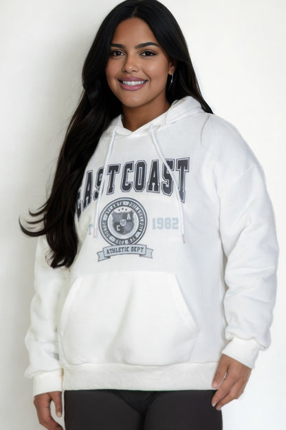 Plus Size Graphic Kangaroo Pocket Hoodie - Plus Size XL-4XL - View 6
