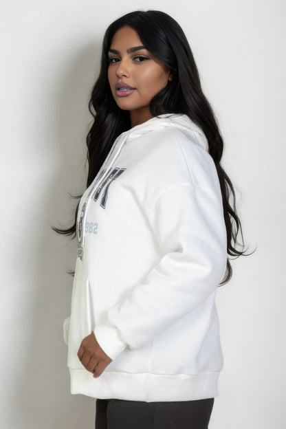 Plus Size Graphic Kangaroo Pocket Hoodie - Plus Size XL-4XL - View 8