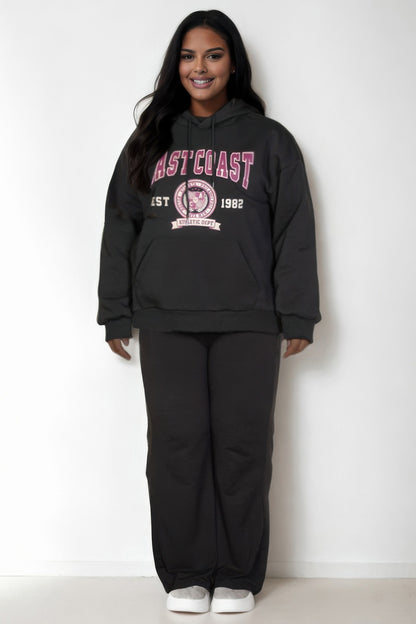 Plus Size Graphic Kangaroo Pocket Hoodie - Plus Size XL-4XL - View 14