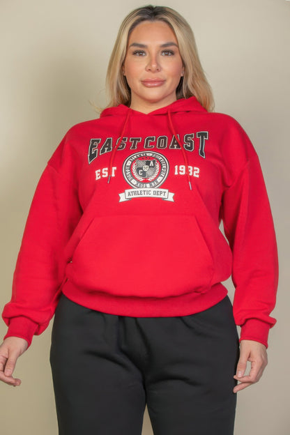 Plus Size Graphic Kangaroo Pocket Hoodie - Plus Size XL-4XL - View 16