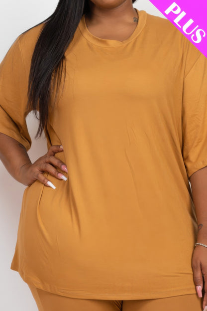 Plus Size Oversized T-shirt & Leggings Set - Plus Size Clothing