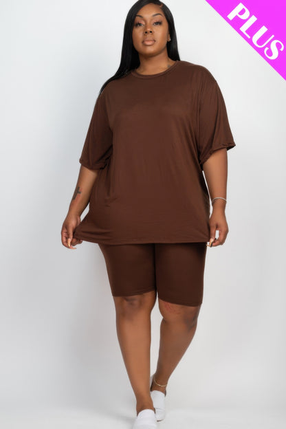 Plus Size Loose Fit Top and Shorts Set - Plus Size XL-4XL - View 2
