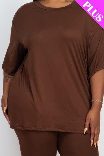 Plus Size Loose Fit Top and Shorts Set - Plus Size XL-4XL - View 4