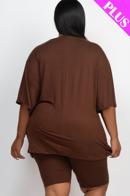 Plus Size Loose Fit Top and Shorts Set - Plus Size XL-4XL - View 5