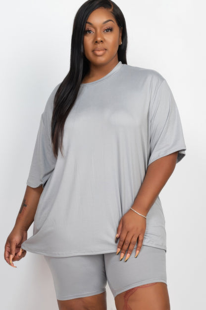 Plus Size Loose Fit Top and Shorts Set - Plus Size XL-4XL - View 6