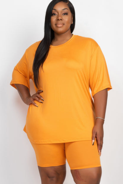 Plus Size Loose Fit Top and Shorts Set - Plus Size XL-4XL - View 7