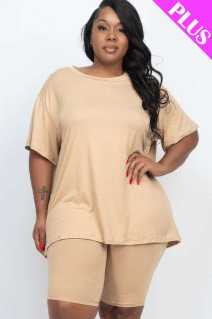 Plus Size Loose Fit Top and Shorts Set - Plus Size XL-4XL - View 10