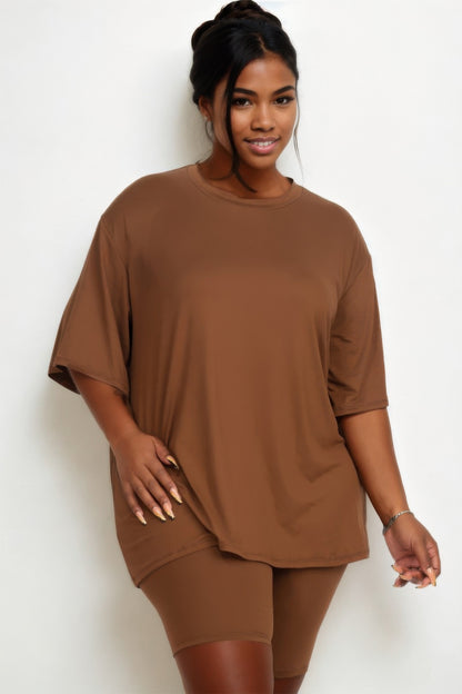 Plus Size Loose Fit Top and Shorts Set - Plus Size XL-4XL - View 11