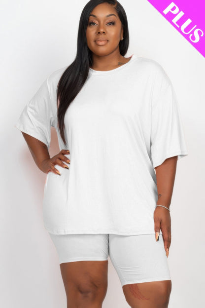 Plus Size Loose Fit Top and Shorts Set - Plus Size XL-4XL - View 12
