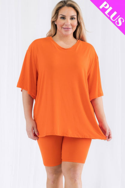 Plus Size Loose Fit Top and Shorts Set - Plus Size XL-4XL - View 13