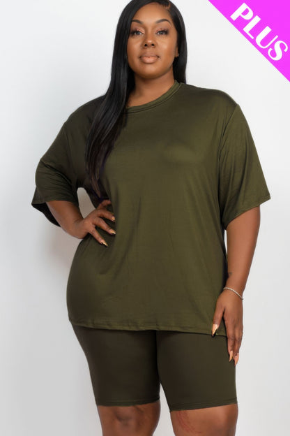 Plus Size Loose Fit Top and Shorts Set - Plus Size XL-4XL - View 14