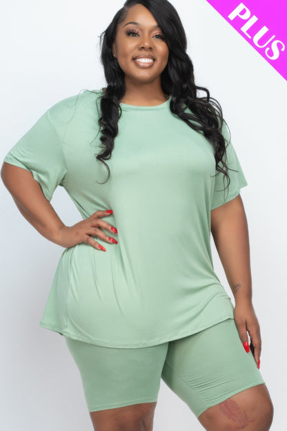 Plus Size Loose Fit Top and Shorts Set - Plus Size XL-4XL - View 15