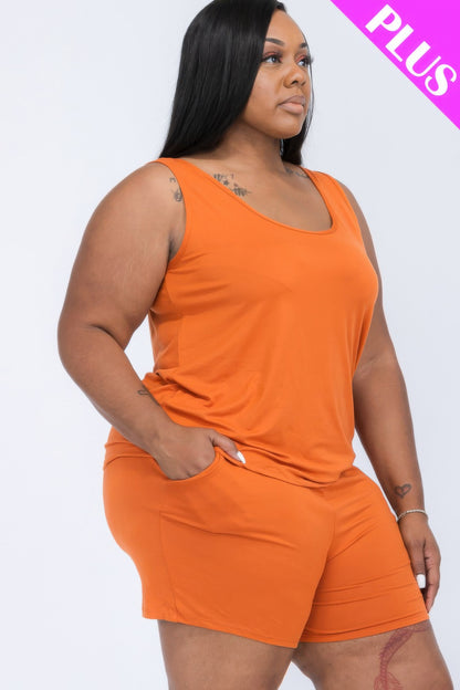 Plus Size Comfy Tank Top and Shorts Set - Plus Size XL-4XL - View 3