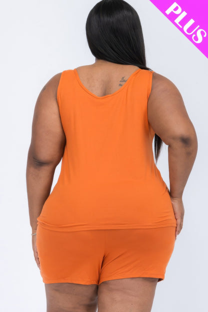 Plus Size Comfy Tank Top and Shorts Set - Plus Size XL-4XL - View 5