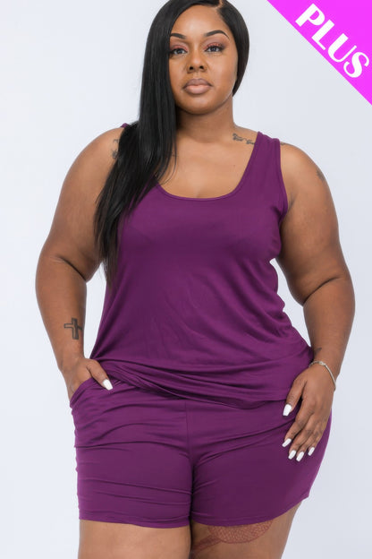 Plus Size Comfy Tank Top and Shorts Set - Plus Size XL-4XL - View 7