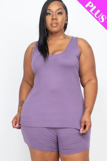 Plus Size Comfy Tank Top and Shorts Set - Plus Size XL-4XL - View 8