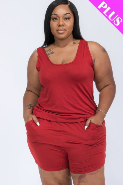 Plus Size Comfy Tank Top and Shorts Set - Plus Size XL-4XL - View 9