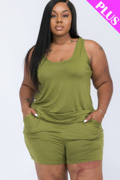 Plus Size Comfy Tank Top and Shorts Set - Plus Size XL-4XL - View 11