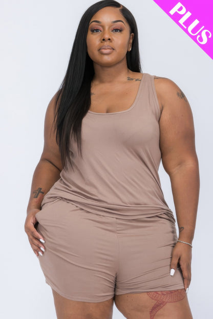 Plus Size Comfy Tank Top and Shorts Set - Plus Size XL-4XL - View 12