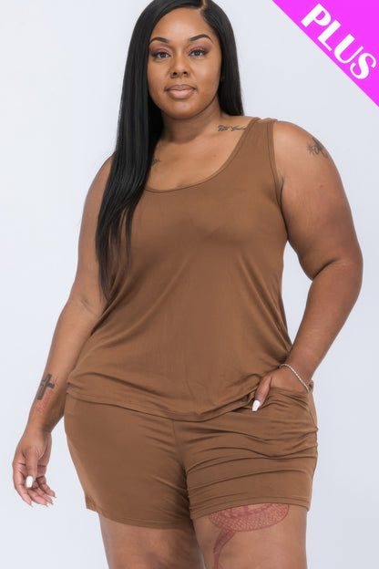 Plus Size Comfy Tank Top and Shorts Set - Plus Size XL-4XL - View 13