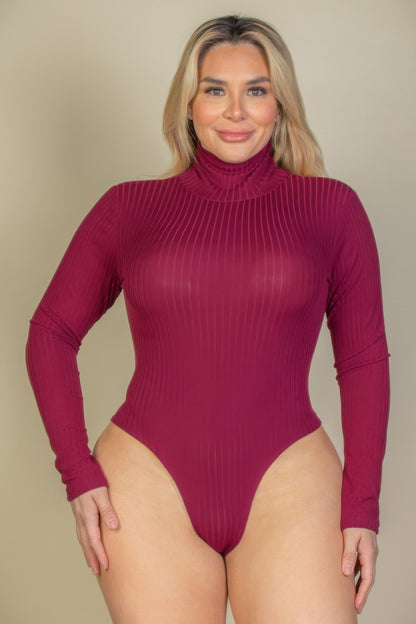 Plus Size Ribbed Turtleneck Bodysuit - Plus Size XL-4XL - View 7