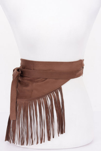 Plus Size Faux Suede Fringe Belt - Plus Size XL-4XL - View 1