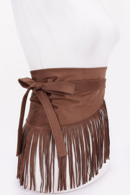 Plus Size Faux Suede Fringe Belt - Plus Size XL-4XL - View 2