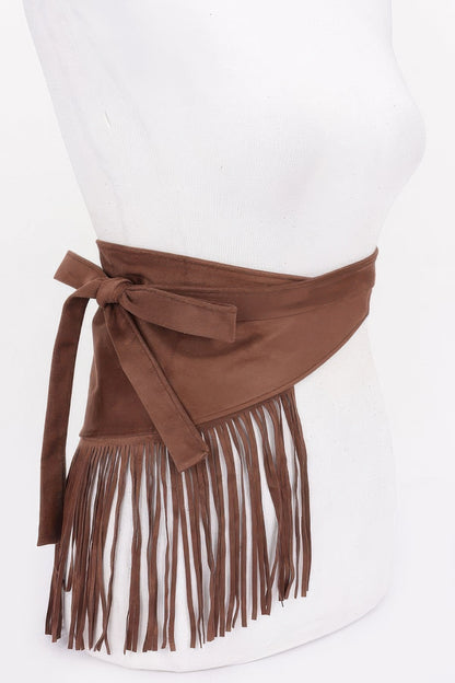 Plus Size Faux Suede Fringe Belt - Plus Size XL-4XL - View 3