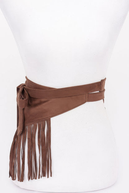 Plus Size Faux Suede Fringe Belt - Plus Size XL-4XL - View 4