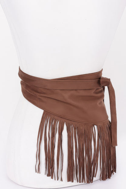 Plus Size Faux Suede Fringe Belt - Plus Size XL-4XL - View 5