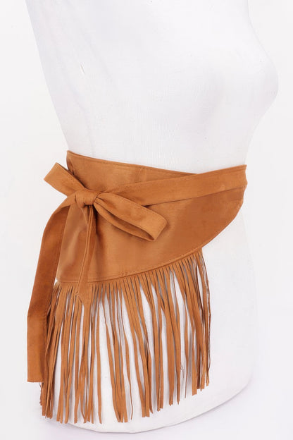 Plus Size Faux Suede Fringe Belt - Plus Size XL-4XL - View 8