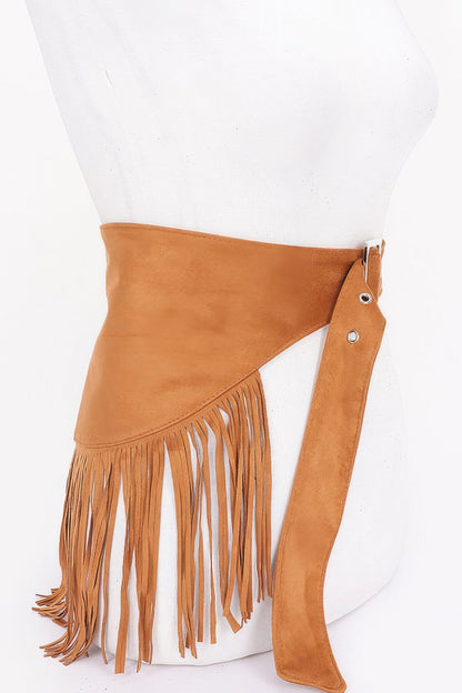 Plus Size Faux Suede Fringe Belt - Plus Size XL-4XL - View 2