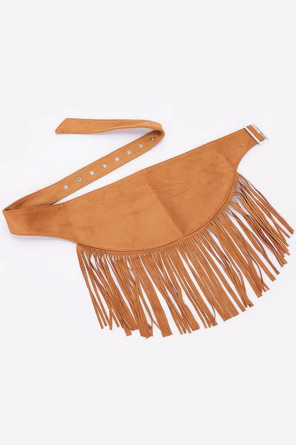 Plus Size Faux Suede Fringe Belt - Plus Size XL-4XL - View 4