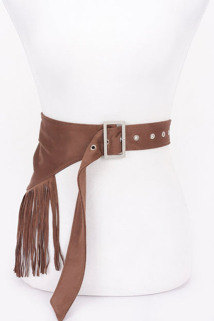 Plus Size Faux Suede Fringe Belt - Plus Size XL-4XL - View 8