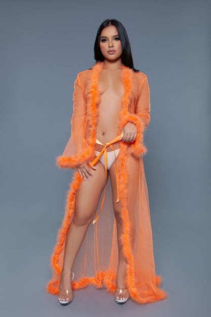 Plus Size Marabou Feather Robe - Plus Size XL-4XL - View 3